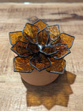 Stained Glass 3D Succulent - Transparent Textured Amber