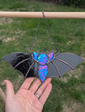 Stained glass iridescent reversable bat